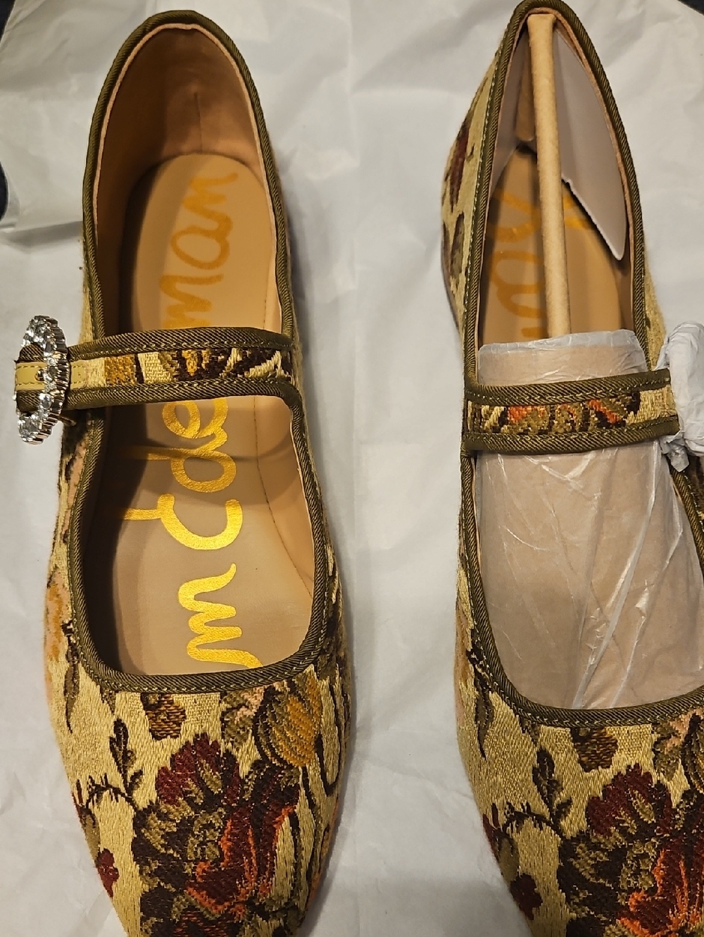 New, Never Worn- Sam Edelman Floral Tapestry Mary Jane Flats. Size 10 - Picture 3 of 5